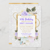 水彩フローラ秋カボチャ50誕生日 招待状 (正面/裏面)