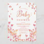 水彩フローラ秋ガールベビーシャワー招待状 招待状 (正面/裏面)