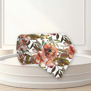 水彩フローラ秋スパイスカラーフラワー ネクタイ