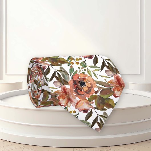 水彩フローラ秋スパイスカラーフラワー ネクタイ