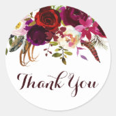 水彩フローラ秋結婚の感謝 ラウンドシール (正面)
