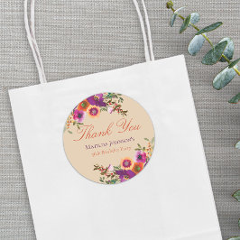 水彩フローラ秋誕生日ありがとう ラウンドシール