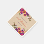 水彩フローラ秋誕生日パーティー スタンダードカクテルナプキン (角)