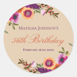 水彩フローラ秋誕生日パーティー ラウンドシール