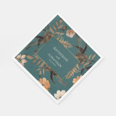 水彩フローラ秋離れ葉ティール(緑がかった色)結婚の スタンダードランチョンナプキン (角)