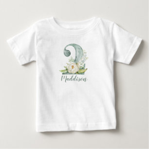 水彩フローラ第2誕生日Tシャツ ベビーTシャツ