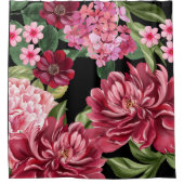 水彩フローラ紅花 シャワーカーテン (正面)