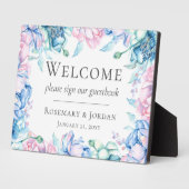 水彩フローラ素朴ウェルカム結婚ズゲストブック フォトプラーク (側面)