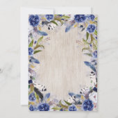 水彩フローラ素朴ネイビーベイビーシャワー 招待状 (裏面)