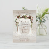 水彩フローラ素朴バーンウッドキャノピー結婚ズ 招待状 (スタンド正面)