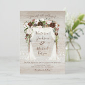 水彩フローラ素朴バーンウッドキャノピー結婚ズ 招待状 (スタンド正面)