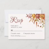 水彩フローラ素朴秋暖秋結婚の 出欠カード (正面)