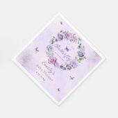 水彩フローラ紫の蝶のベビーブシャワー スタンダードランチョンナプキン (角)