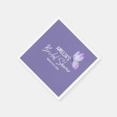 水彩フローラ紫バタフライブライダルシャワー スタンダードカクテルナプキン (角)