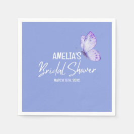水彩フローラ紫バタフライブライダルシャワー スタンダードカクテルナプキン