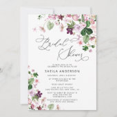 水彩フローラ紫ブライダルシャワー 招待状 (正面)