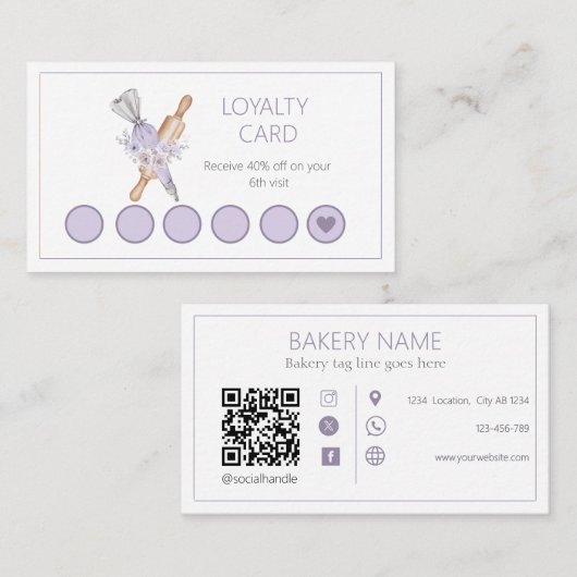 水彩フローラ紫ベーカリー ロイヤリティカード (正面/裏面)
