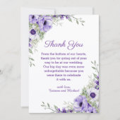 水彩フローラ紫結婚台本感謝してい君 ノートカード (正面)