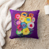 水彩フローラ紫色の花 クッション (ブランケット)