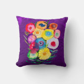 水彩フローラ紫色の花 クッション (正面)
