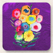 水彩フローラ紫色の花 コースター (正面)
