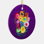 水彩フローラ紫色の花 セラミックオーナメント (右)