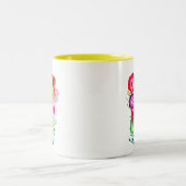 水彩フローラ紫色の花 ツートーンマグカップ (中央)