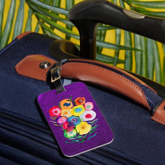 水彩フローラ紫色の花 ラゲッジタグ (正面インサイチュ1)
