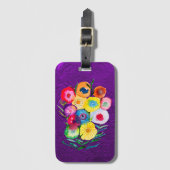 水彩フローラ紫色の花 ラゲッジタグ (正面縦)