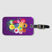 水彩フローラ紫色の花 ラゲッジタグ (正面横)