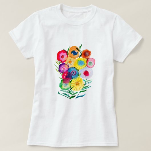 水彩フローラ紫色の花 Tシャツ (デザイン正面)
