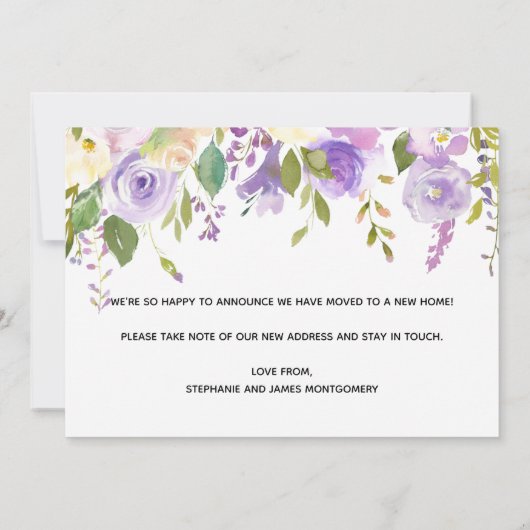 水彩フローラ紫金ゴールド移動 案内状 (裏面)