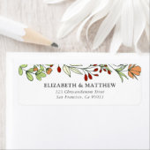 水彩フローラ結婚と紅葉 ラベル (インサイチュ)