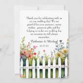 水彩フローラ結婚のアーチガーデングリーン サンキューカード (裏面)