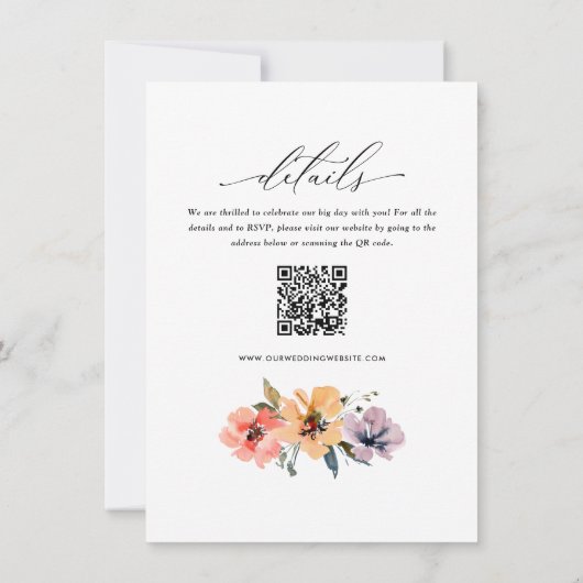 水彩フローラ結婚のウェブサイトQR 招待状 (裏面)