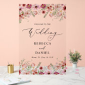 水彩フローラ結婚のウェルカムアクリル看板 アクリルサイン (ウェディング)