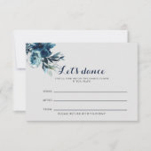 水彩フローラ結婚のソングリクエストカード 出欠カード (正面)