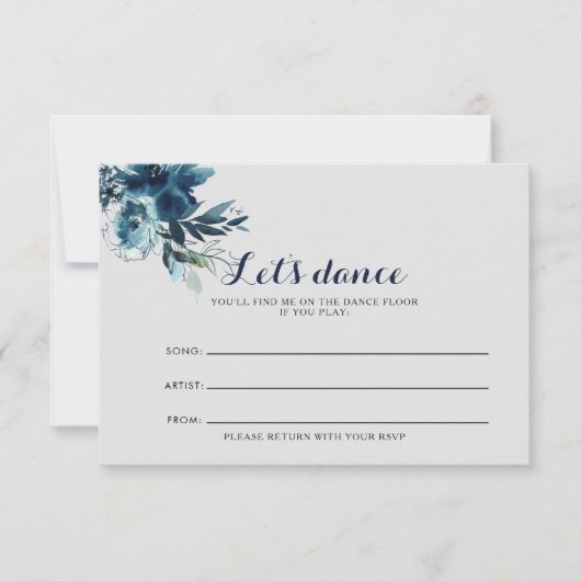 水彩フローラ結婚のソングリクエストカード 出欠カード (正面)