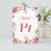 水彩フローラ結婚のテーブル番号 招待状 (スタンド正面)