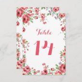 水彩フローラ結婚のテーブル番号 招待状 (正面/裏面)