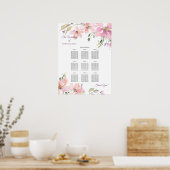 水彩フローラ結婚のディナー座席表 ポスター (キッチン)