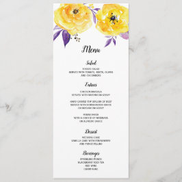 水彩フローラ結婚のメニューカード メニュー