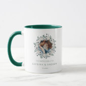 水彩フローラ結婚の写真マグカップ マグカップ (左)