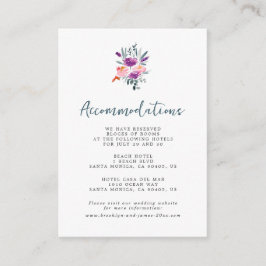 水彩フローラ結婚の宿泊カード エンクロージャーカード