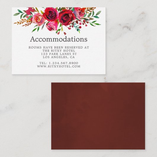 水彩フローラ結婚の宿泊施設 エンクロージャーカード (正面/裏面)