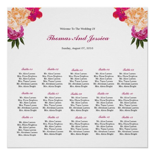 水彩フローラ結婚の座席表ポスター ポスター (正面)
