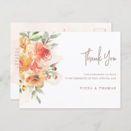 水彩フローラ結婚の感謝 ポストカード