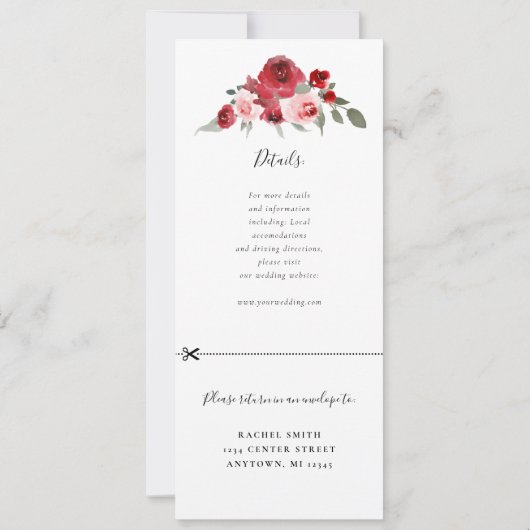 水彩フローラ結婚の招待rsvpが添付されました 招待状 (裏面)