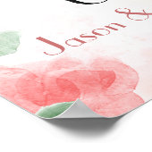 水彩フローラ結婚の歓迎サイン ポスター (角)