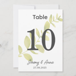 水彩フローラ結婚の表番号カード